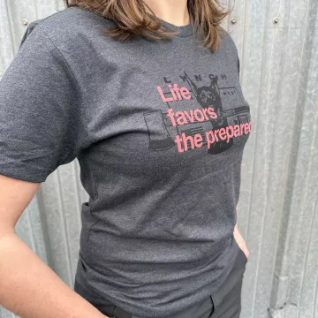 Next Level "Life Favors the Prepared" Dark Gray T-Shirts